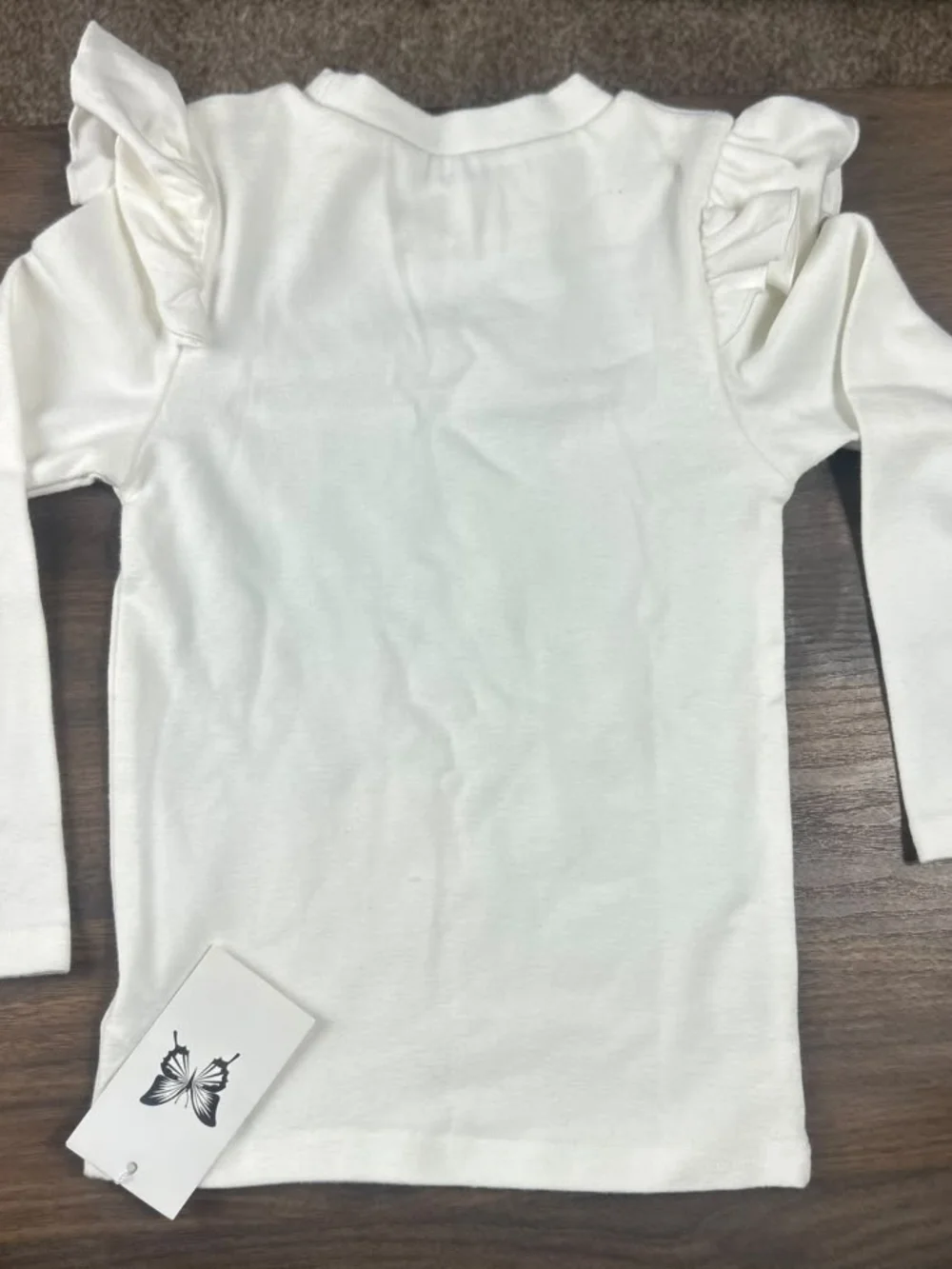 Kids White Long-Sleeve Top with Green Polka Dot Clover